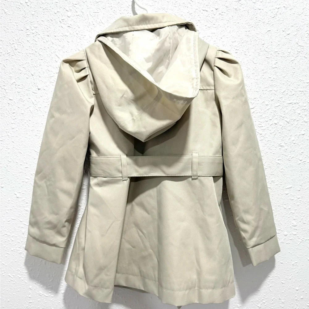 Tahari Girls' Tan Belted Pea‎ Coat 4T